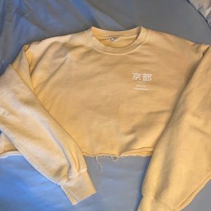 Yellow Urban Outfitters Cropped Crewneck